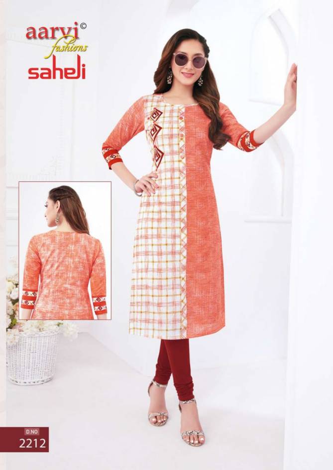 Aarvi Fashion Saheli 12 Casual Wear Cotton Printed Kurti Collection